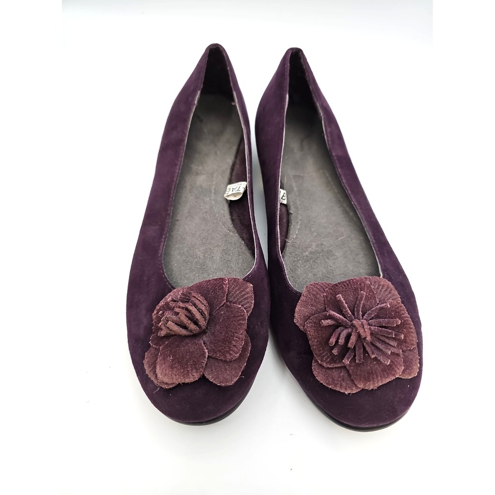 Target Purple Floral Ballet Flats Size 7 Eggplant Faux Suede Y2K Boho